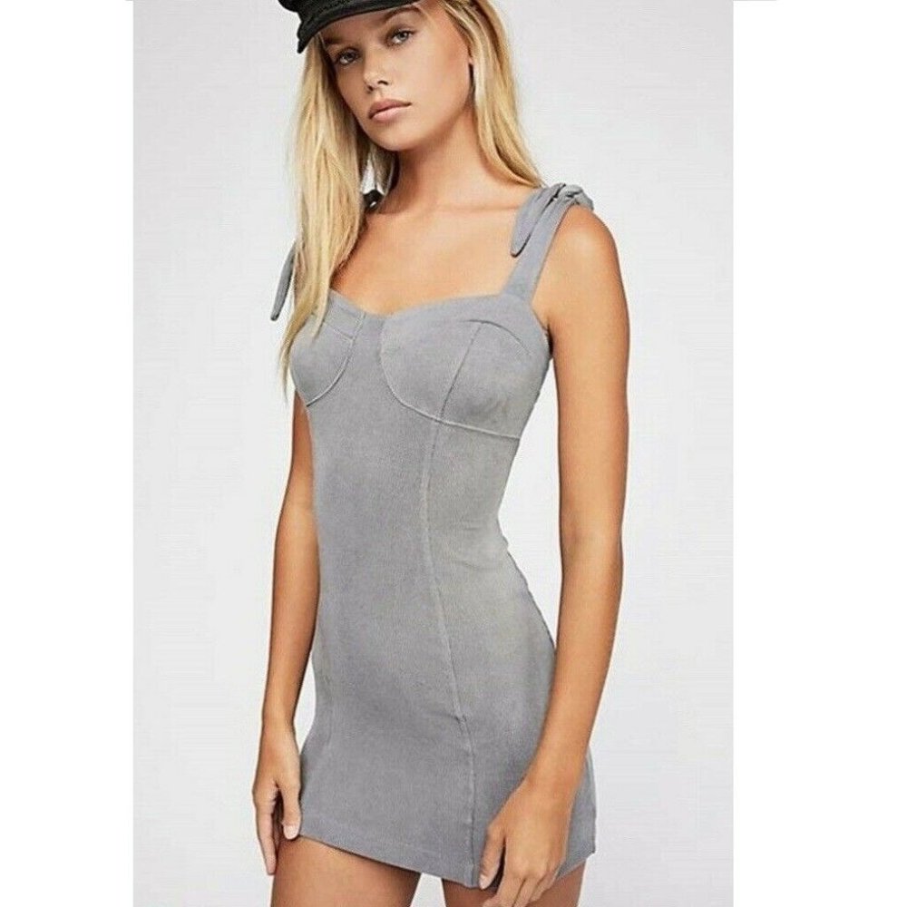 FP Bodycon Bodice sheath dress gray silver